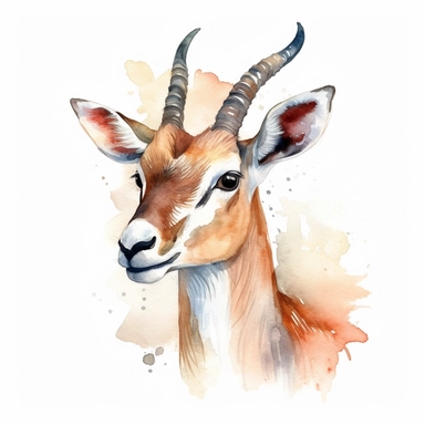 Antelope, watercolor clipart, white background