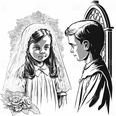 First Holy Communion pictures, vector pictures, black and white, outlines, clipart, white background