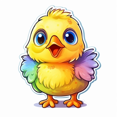 clip art sticker, cheerful baby chick, vibrant, on white background