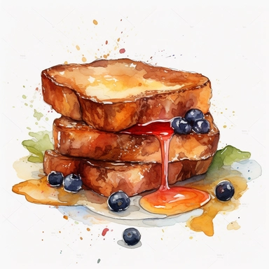 watercolour clipart of French toast, delicious, clipart