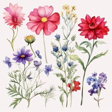 wild flowers clip art watercolor