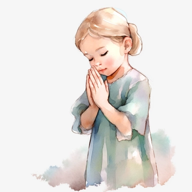 Watercolor Prayer Prayer Hand png Full body realistic cartoon 32k UHD cute. 15 cm thick outline. Black color. There was no shadow on the ground. with realistic watercolors and detailed illustrations. Cartoon, PNG clipart, transparent white background