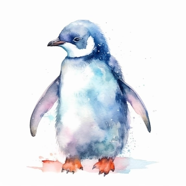 watercolor penguin clipart - watercolor clipart - watercolor bird, single design, detailed