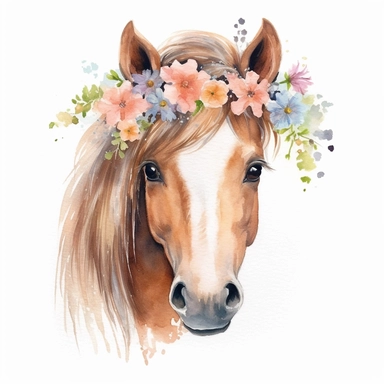 cute Pony , horse , Aquarell, sweet, watercolor, White Background, Clipart