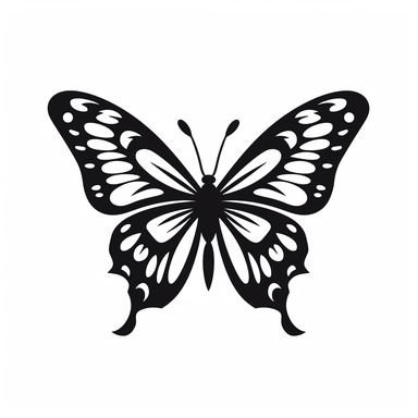 butterfly nature black silhouette vector flat simple identification symbol white backround white background minimalistic clipart png svg
