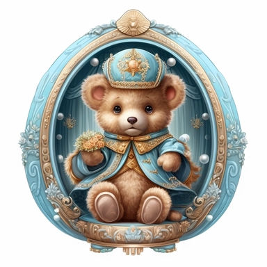 Adorable cute fantasy Teddy bear dressed like a Tambour, nursery art, clipart image, lineart image, white background, very detailed, 8k