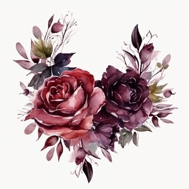 Watercolor dark Burgundy Roses Clipart, flower boarder