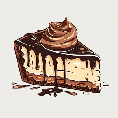 a slice of chocolate cheescake, t-shirt design graphic, vector, logo design, clipart, isolated, no background, .75 gutter