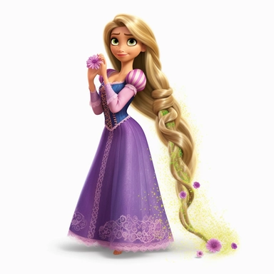tangled rapunzel clip art, hd, white background, — ar 3:2 —