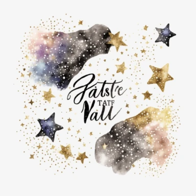 new years eve party, glitter, stars, watercolor, white background, clipart