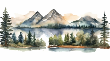 A collection of watercolor clipart images showcasing beautiful landscapes, with mountains, forests, lakes, and rivers, painted in a mix of bold and muted shades of green, blue, and brown, with fine brushstrokes and speckles adding depth and texture to the scenes. The clipart also includes wildlife such as birds, deer, and bears, bringing the landscapes to life. Watercolor painting, using high-quality watercolor paper, fine brushes, and various shades of green, blue, and brown paint pigments.