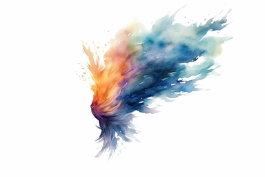 Watercolor, Craft a comet with a tail that resembles a celestial dancer clipart, hd, on a white background, spaced out