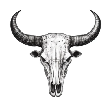 Texas Longhorn Cow Skull black and white, clipart, 2d vector, sharp resolution, white background