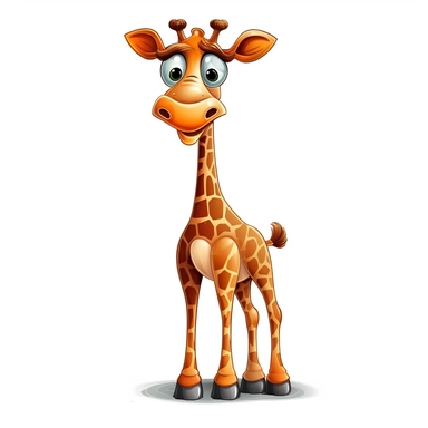 friendly cartoon giraffe modern clipart vector, white background, no outline