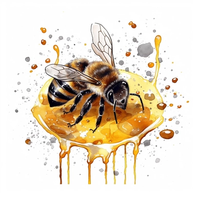 Watercolor Honeybee Clipart Bundle. Summer Clipart. Watercolor flower digital Graphics. Honey Bees, Honey Jar, Honey Drips.watercolor honey bee Clipart. Spring Garden honey dripping from honeycomb. Fantasy,white background. Black and white ink. solution HD : : ultrarealistic,Leica M6 camera with a Leica 50mm f/2 Summicron lens Fujifilm Pro 400H, set the ISO to 400, shutter speed to 1/125, and aperture to f/2.0, colored film,1/1000.The colors are rich and vibrant, with warm tones that suggest a c