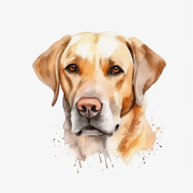 a Labrador Retriever dog, head shot, high quality, 4K, watercolor, clipart, white background