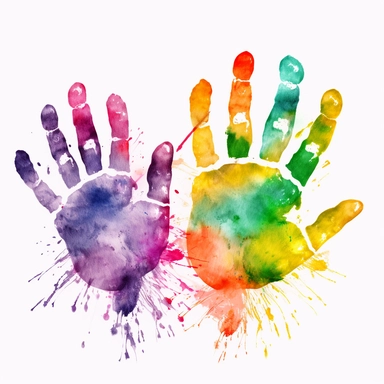 Watercolour clipart handprints, multicoloured, 4k