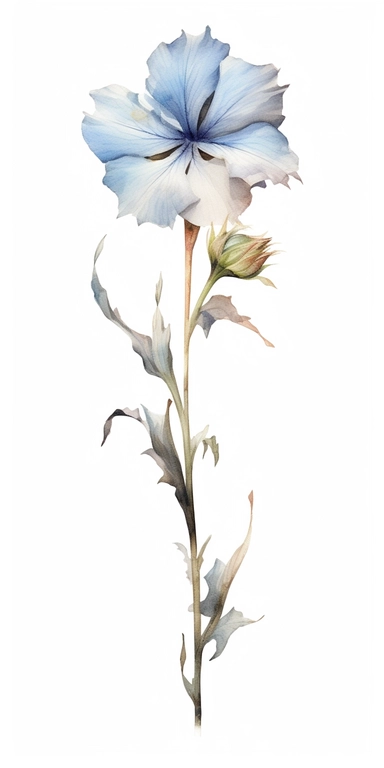 Watercolor Painting of SINGLE STEAM WILD FLOWER on white background beautiful multi - headed pale, Flora Design Patterns, Flemish Baroque by Rachel Ruysch, Behance, Rococo, Intricate Detailed, Soft Light Effect, Oil Paint Strokes, Light Academia Aesthetic Flowers, Lighting cinematic, all shown shimmering stamens, tyndall light, light effect, texture, colorful, 8k, fantasy, ray tracing, depth of field, vivid, spectacular lighting, octane rendering, highly detailed, ultra - realistic, white backgr