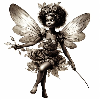 vintage clipart illustrations from a book on afrocentric faeries