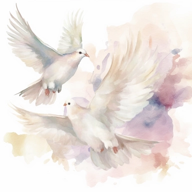 wedding watercolor graphics, subtle neutral pastel tones, sparklecore, embossed paper, Design an enchanting wedding clipart showcasing graceful doves, symbolizing love and unity, with their wings spread wide in a gentle flight, capturing the spirit of peace and eternal devotion, candid, multi-layered