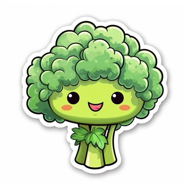 kawaii style broccoli sticker clipart white background