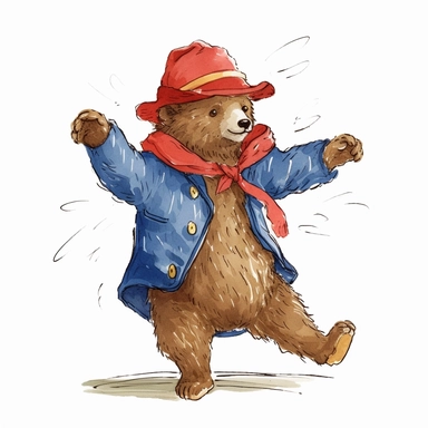 dancing paddington bear clipart paddington bear clipart clipart library, in the style of, english countryside scenes, visual puns, pop kei, anthropomorphic animals, #screenshotsaturday, group f/64
