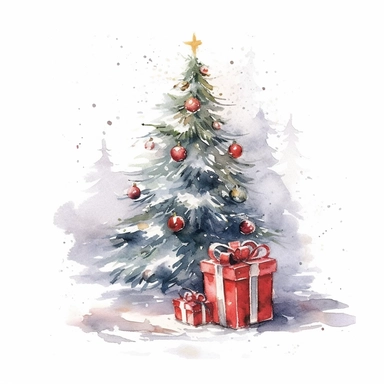 watercolor style, elegant christmas, clipart, isolated on white background, 4K