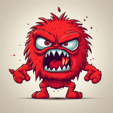cute red angry monster clipart, different poses and expressions, in the style of vivid comic book artist, colorful, highly detailed illustrations, dc comics, thomas cole, simplistic cartoon