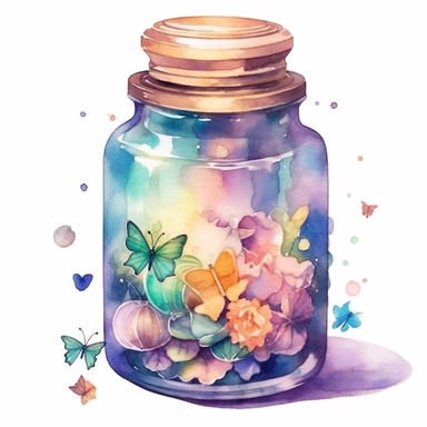 watercolour crafter, Crafting materials, neutral Watercolor glass jar filled with embellishments Clipart - <@1098423716465102849> (62%) (fast)