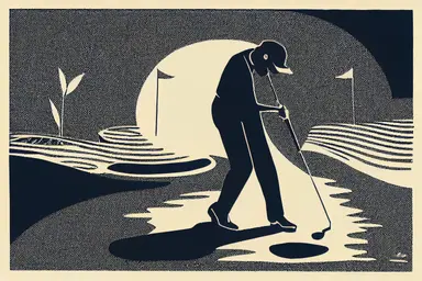 golf silhouette, linocut, clipart