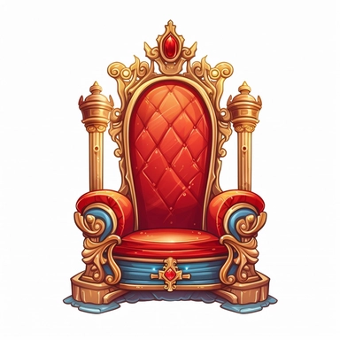 clipart, a fairytale throne, simple, elegant, isolated on white background