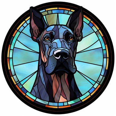 Stained Glass Great Dane Dog circle Clipart