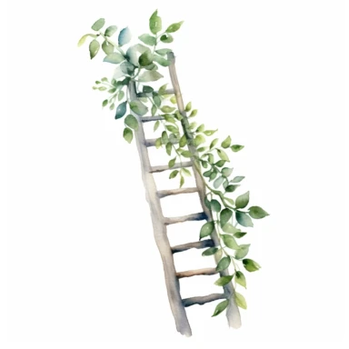 foliage ladder , watercolour clipart, white background