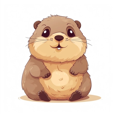 cute baby Groundhog clipart, happy, animal only, isolated on white background, illustration, pastel colors, no shadow, vector, high definition, Full HD, 8k