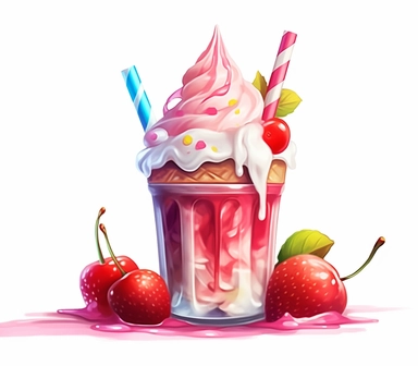 Immerse yourself in the world of delicious treats with this 3D watercolor clipart featuring a milkshake against a pristine white background. The artwork is crafted with soft and blended brushstrokes, replicating the translucent and vibrant nature of watercolors. The clipart exudes a mood of indulgence and delight, inviting viewers to savor the sweet and creamy goodness of a milkshake. Against the white background, the vibrant colors of the watercolor stand out, creating a visually appealing comp