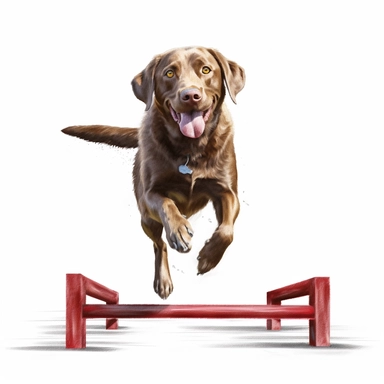 Labrador Retriever, Agility Training, cartoon, Clipart, white background, no text, no caption