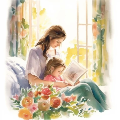 Imagine a cozy scene that embodies the warmth and joy of a mother's love. In this enchanting setting, create a watercolor clipart masterpiece that captures the essence of this special connection. Allow your brushstrokes to convey the nurturing embrace, gentle guidance, and unconditional support that mothers provide.