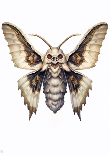 Skull Moth Clipart on white background, death's head moth, realistic, details, high resolutions, white background