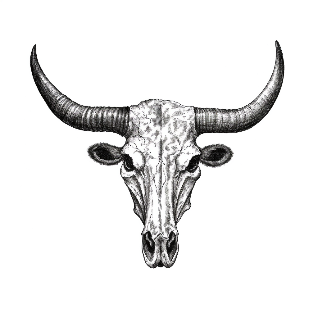 Texas Longhorn Cow Skull black and white, clipart, 2d vector, sharp ...