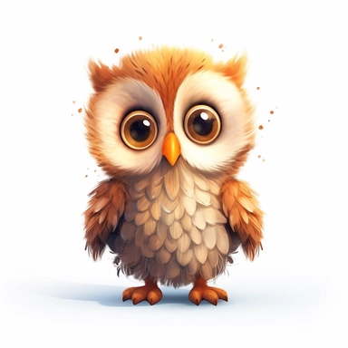 A cute adorable baby owl concept draw art trending artstation 8k cartoon clipart on white background
