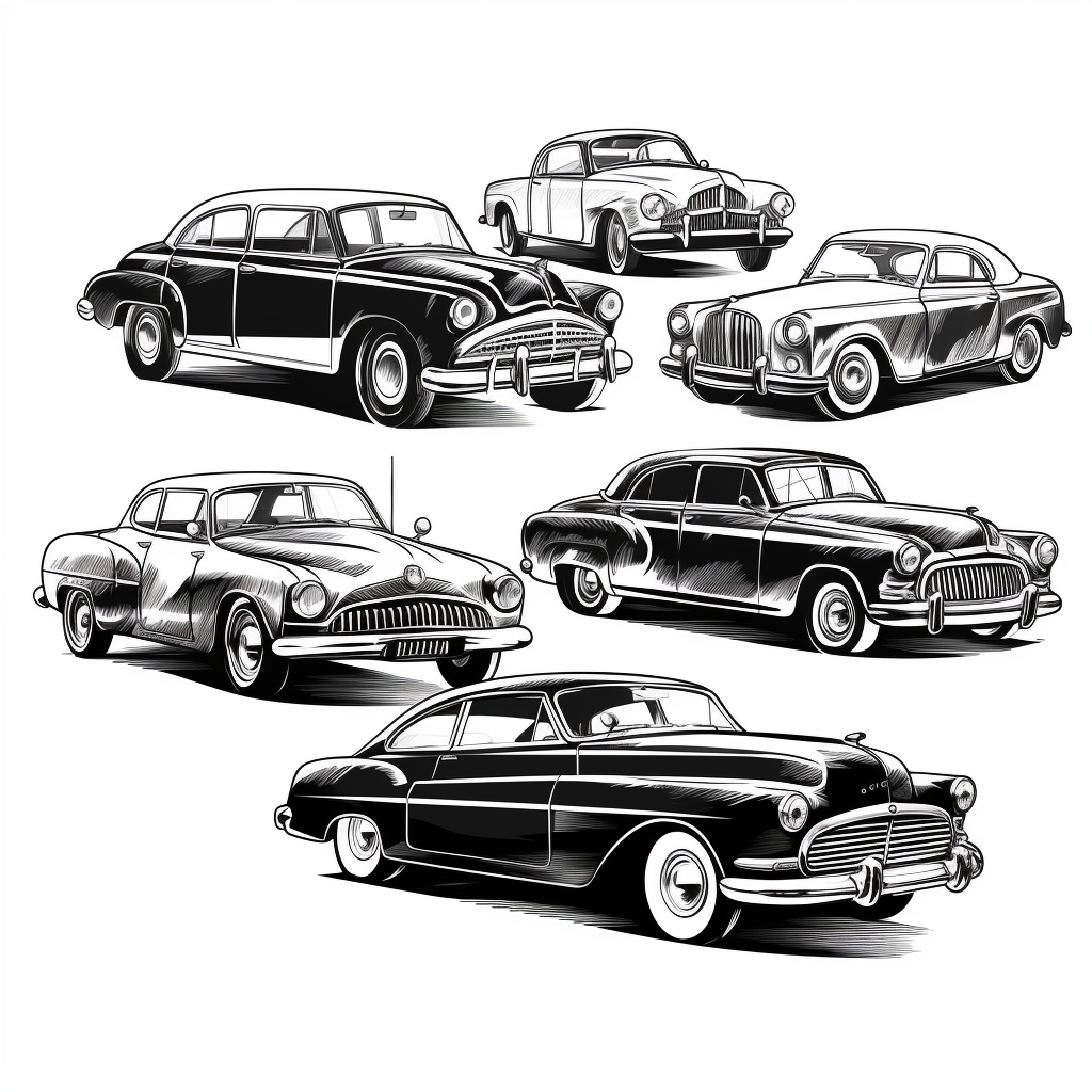 black and white car clipart
