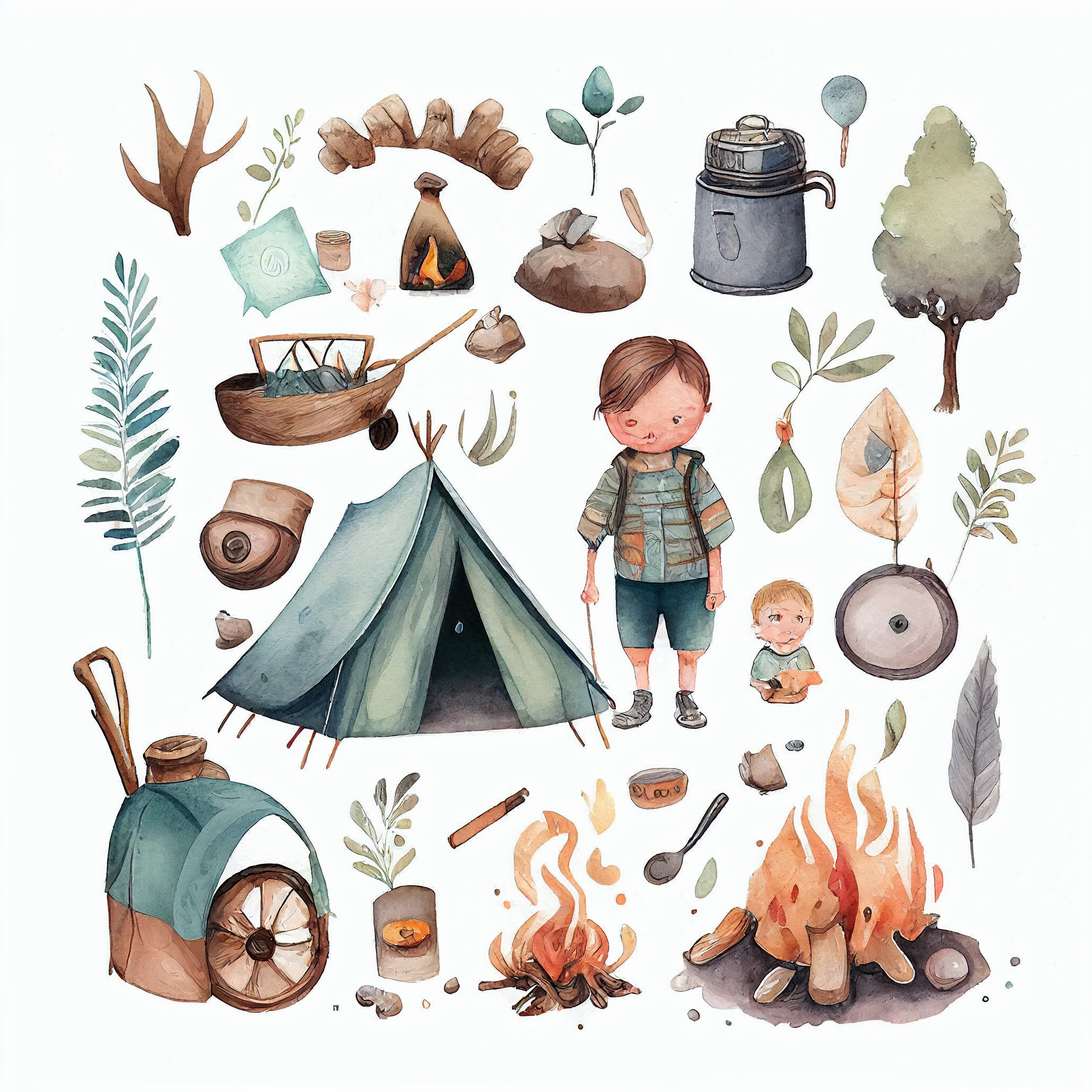 boys camping cliparts
