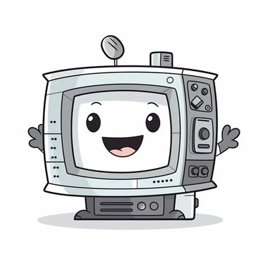 happy cute TV Editor face, cartoon, clipart, mascot, isolated on white background