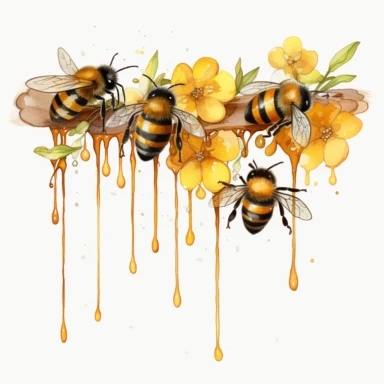 Spring Garden Bee and Honey Drips Clipart