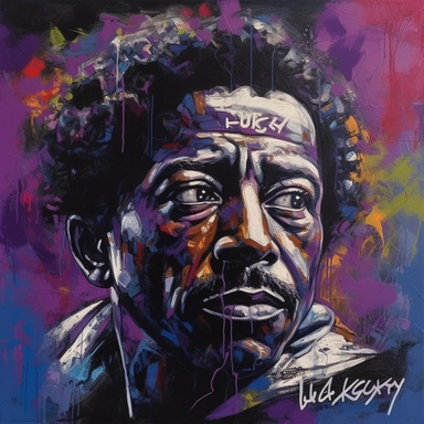 Legacy of Oppression: Create a powerful and thought-provoking art piece that explores the legacy of slavery in America. Using shades of deep indigo, violet, and purple, the piece should convey the profound impact of 400 years of slavery on the African American community. Drawing inspiration from the styles of Banksy and Logan Hicks, the piece should feature bold lines, intricate stenciling, and subtle fades to create a sense of depth and texture. The use of mixed media, including photographs and