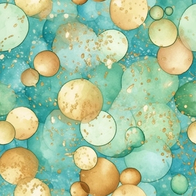 aqua clipart, Watercolor paper, pale colors, gold striated, summer water bubbles, romantic , pre-raphaelite, abstract