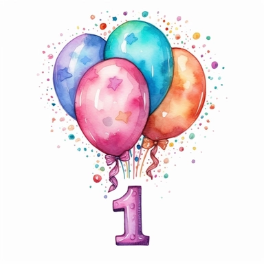 hand drawn pastel number 1 for girl birthday in pastel clip art