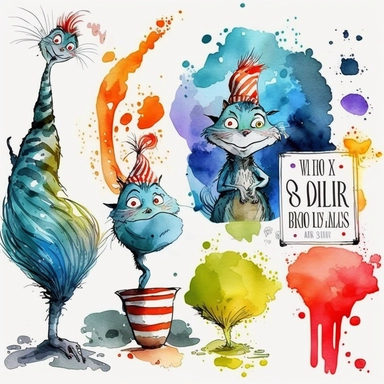 watercolor dr seuss clipart