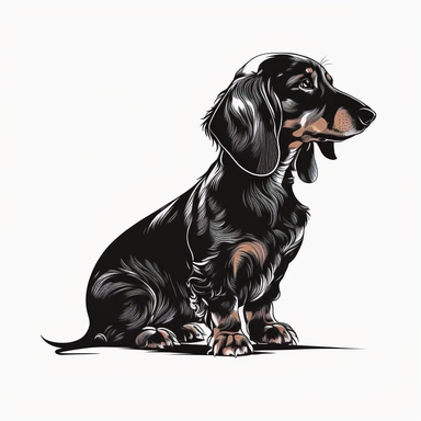 logo clipart dachshund black and tan white background