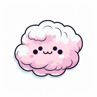 a kawaii puffy cloud clipart, white background